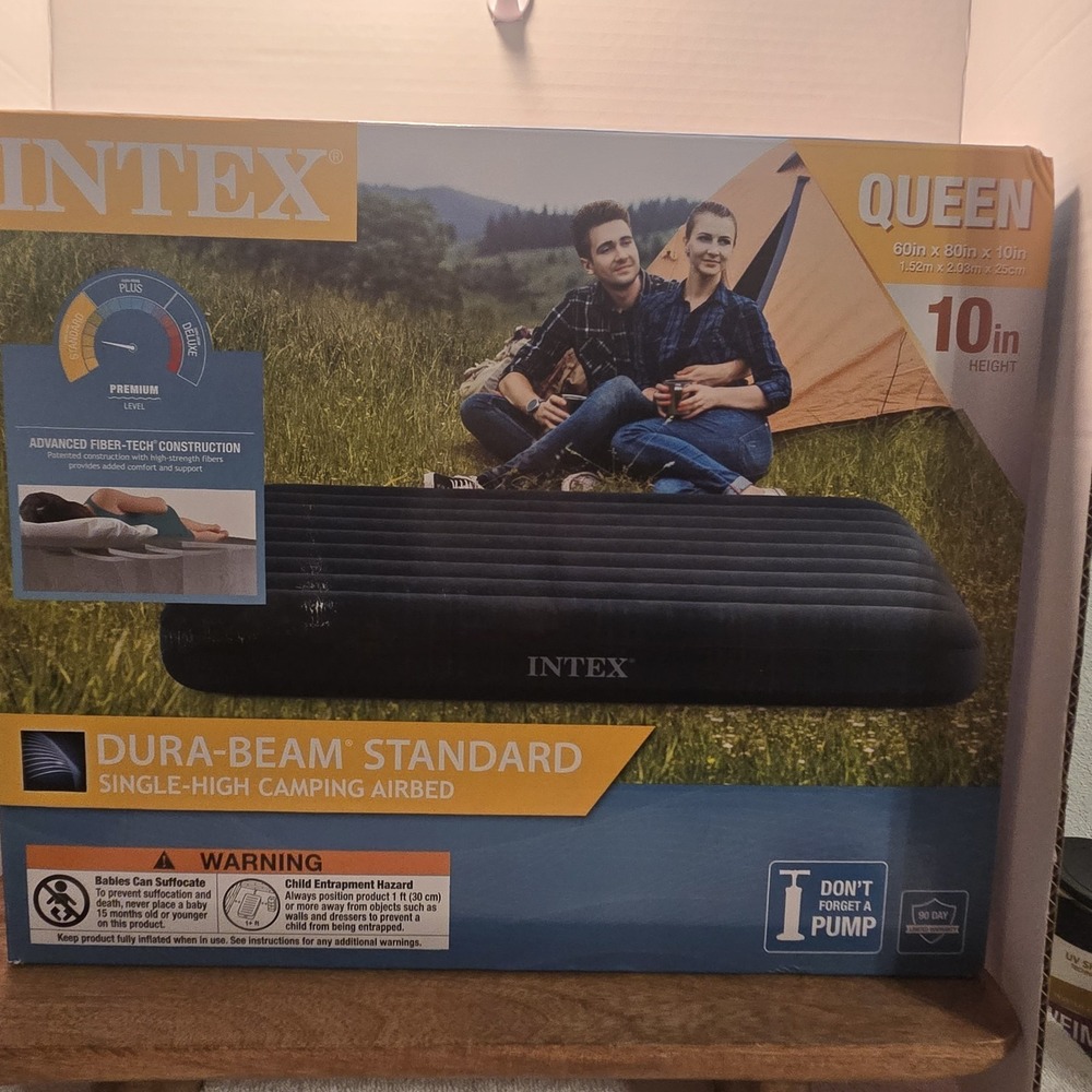 NEW Intex Dura-Beam Standard Queen Air Mattress 10" Camping Airbed‎ NIB No Pump